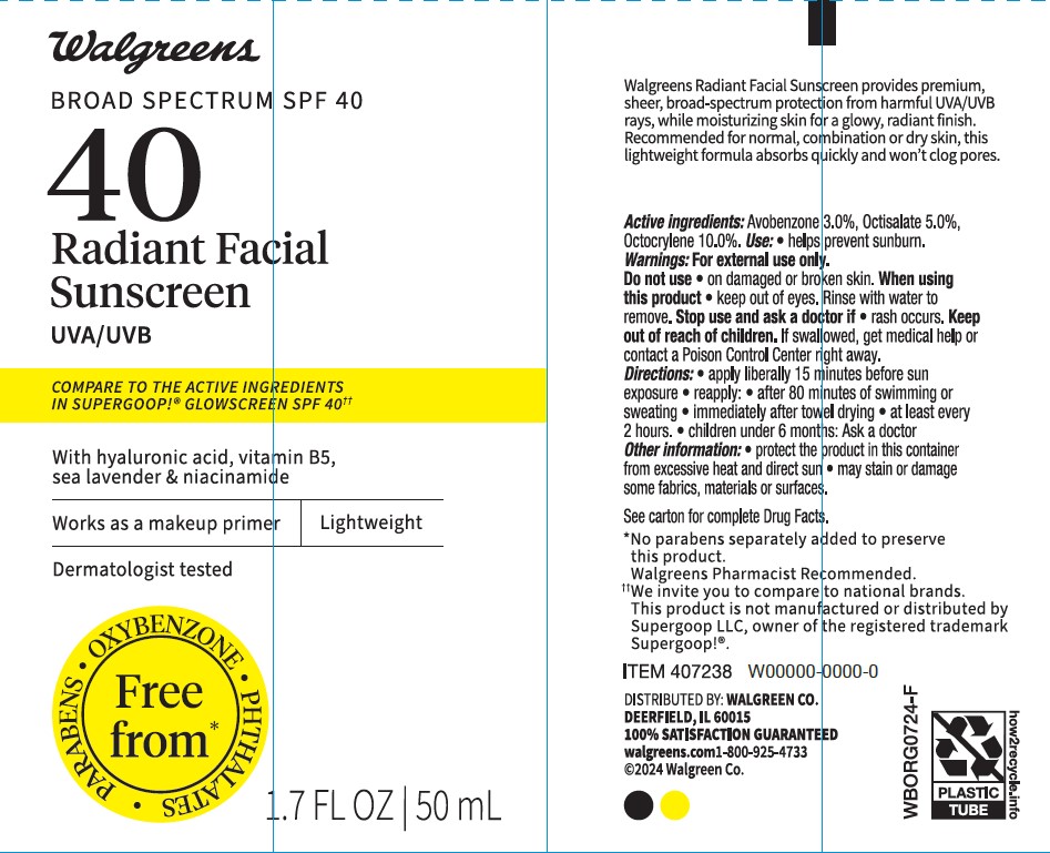 Pill image for Walgreens Broad Spectrum Spf 40 Radiant Facial Sunscreen