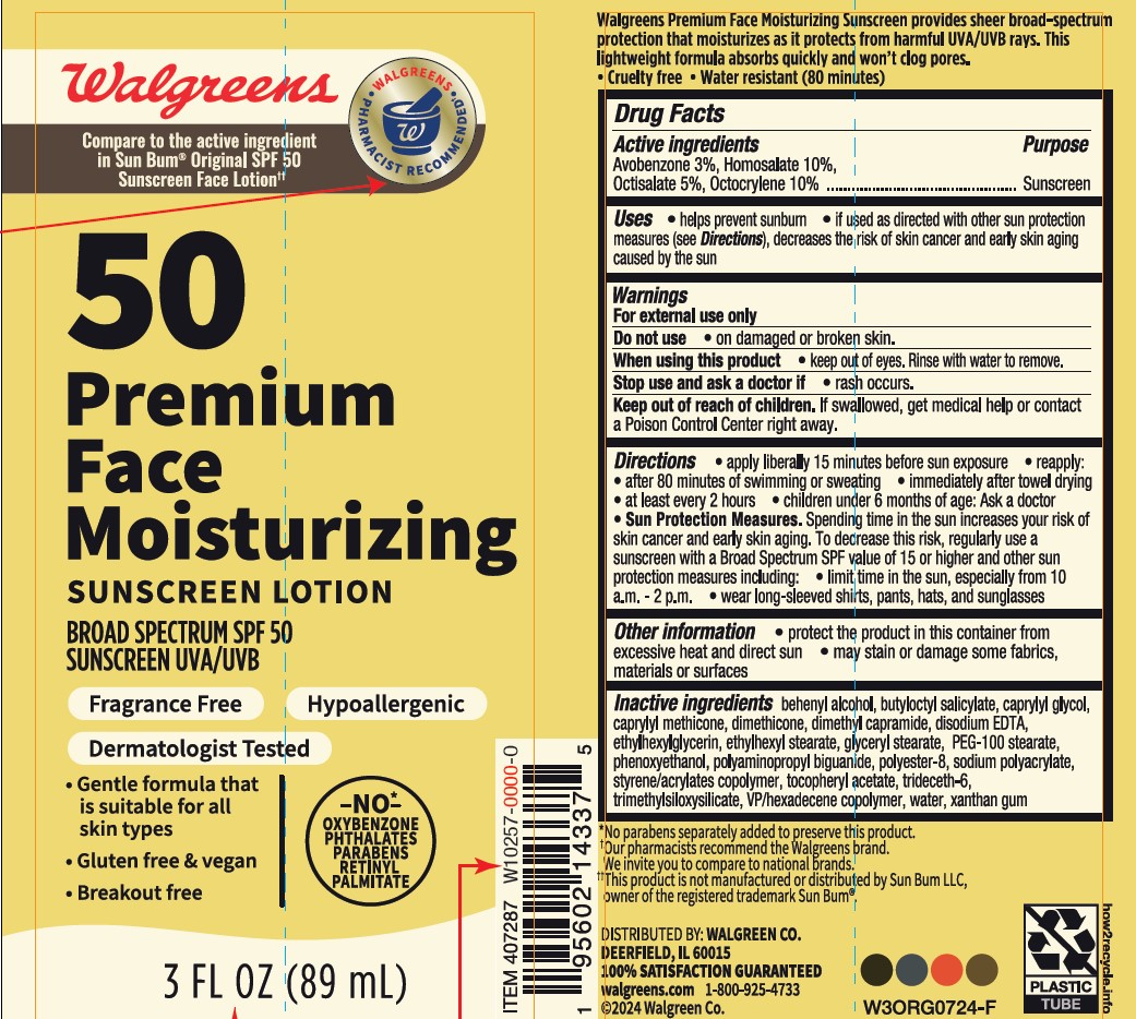 Pill image for walgreens 50 premium face moisturizing sunscreen lotion