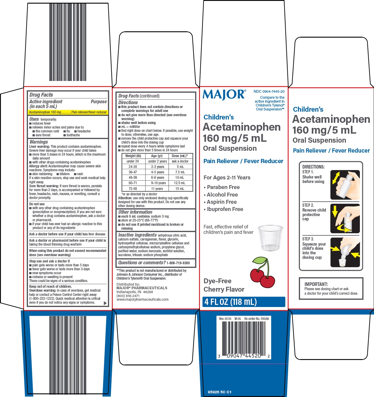 Pill image for Major Pharmaceuticals Children’s Acetaminophen 160 Mg / 5 Ml Drug Facts