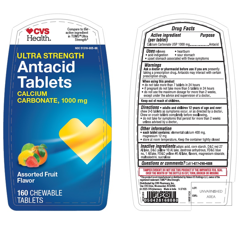 Pill image for 905r_cvs_51316-905_calcium Carbonate 1000 Mg-assorted Fruit