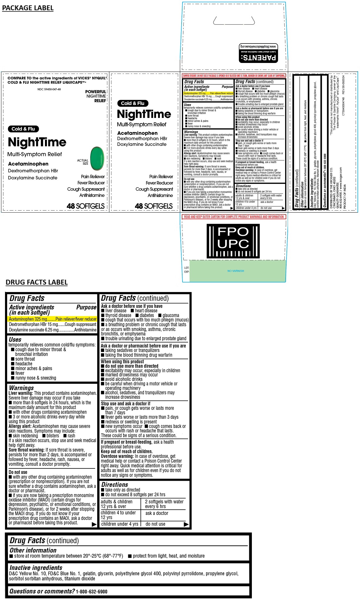Pill image for Kroger Nighttime Cold & Flu Softgels