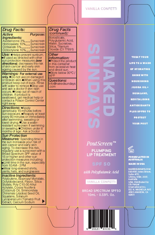 Pill image for naked sundays poutscreen plumping lip treatment vanilla confetti 10ml