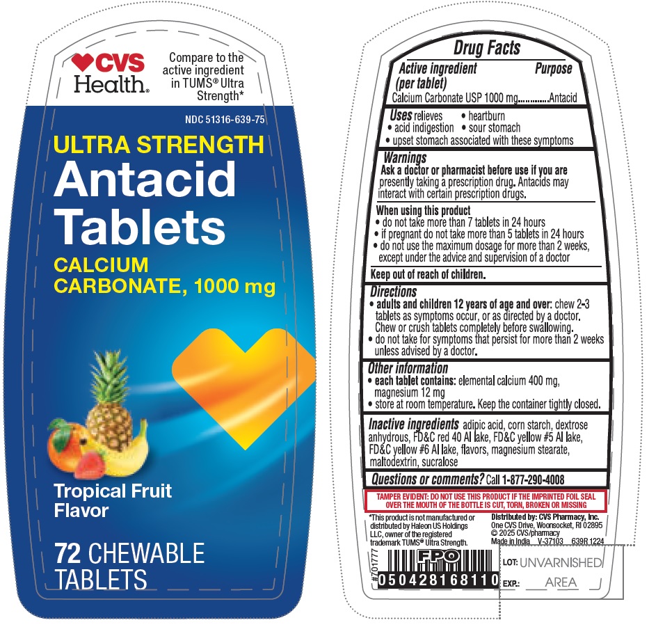 Pill image for 639r Cvs Calcium Carbonate 1000 Mg Chewable Tablets - Tropical Fruit