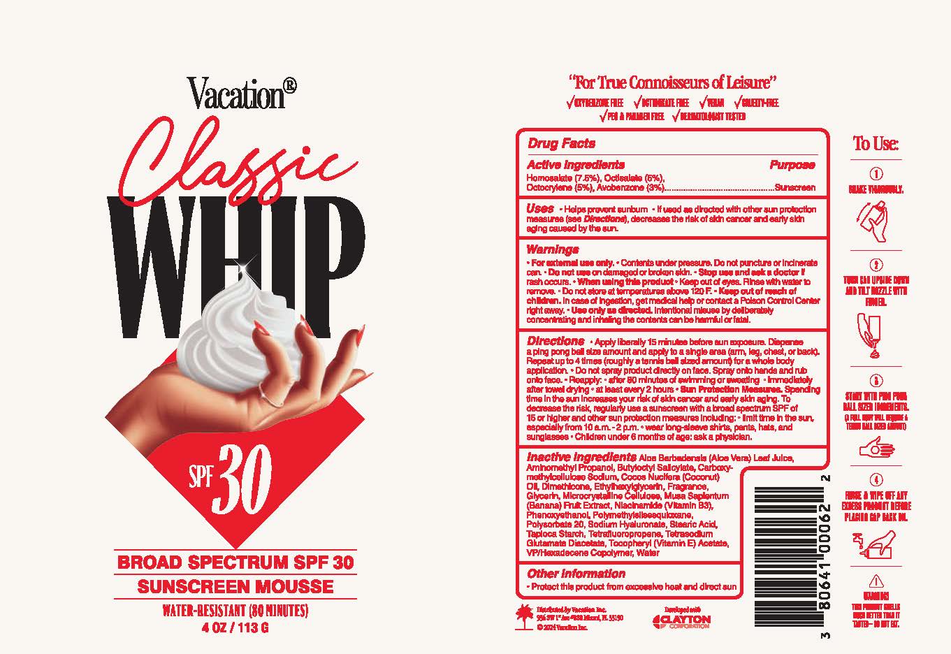 Pill image for Vacation Classic Whip Spf 30 Broad Spectrum Sunscreen Mousse