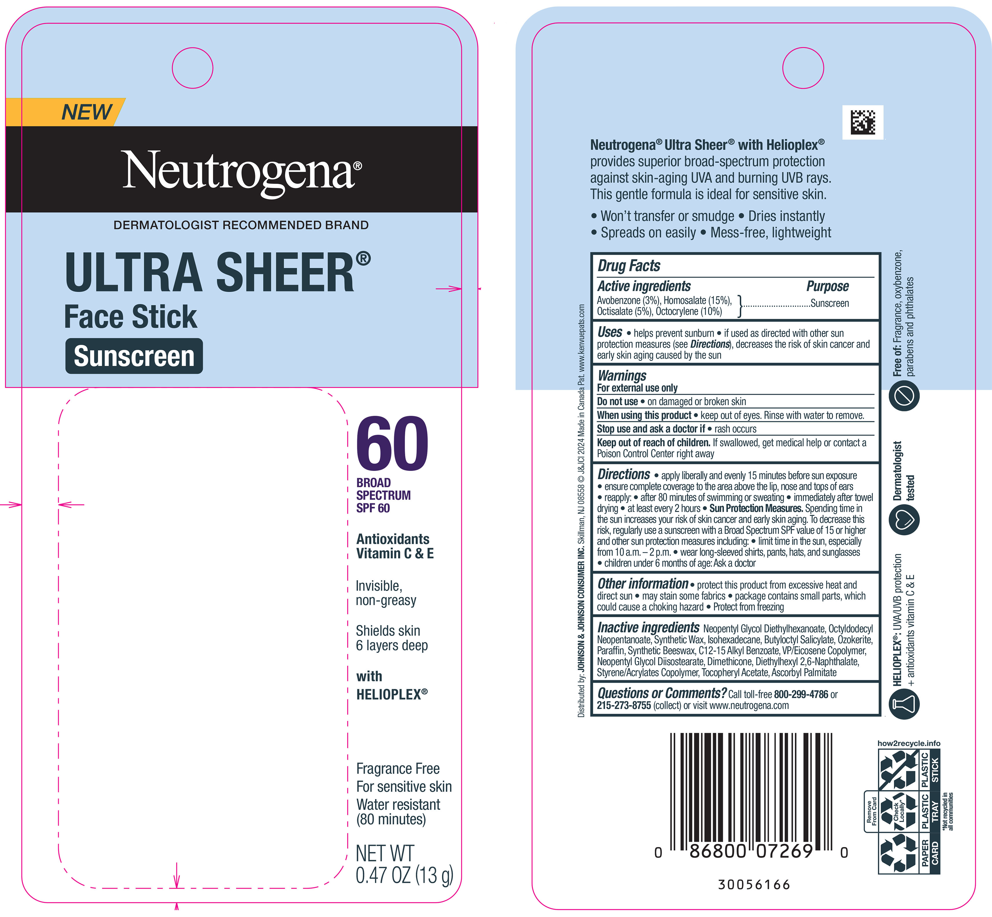 Pill image for neutrogena ultra sheer face stick sunscreen spf 60