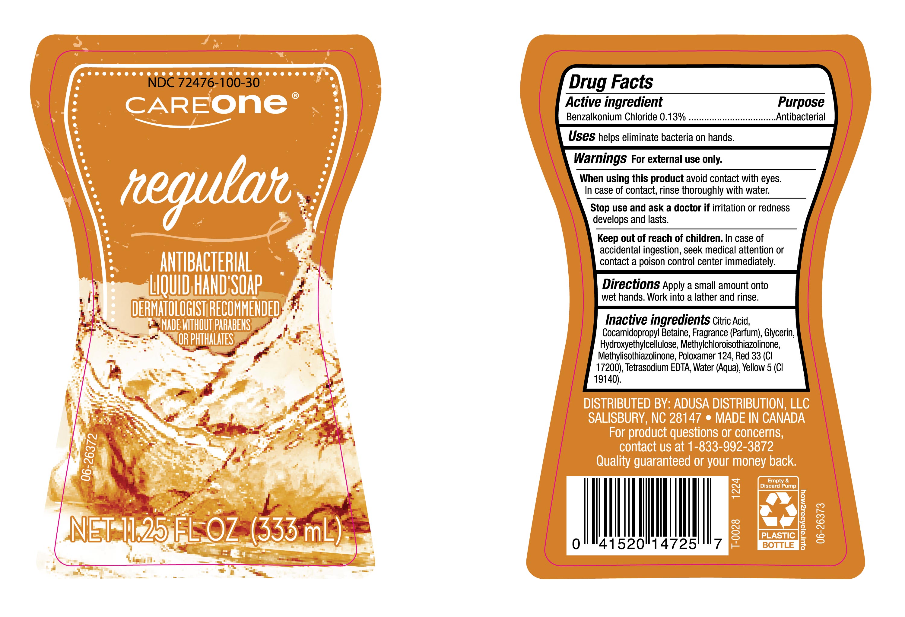 Pill image for Ndc-72476-100, Careone Regular Anibacterial Liquid Hand Soap.