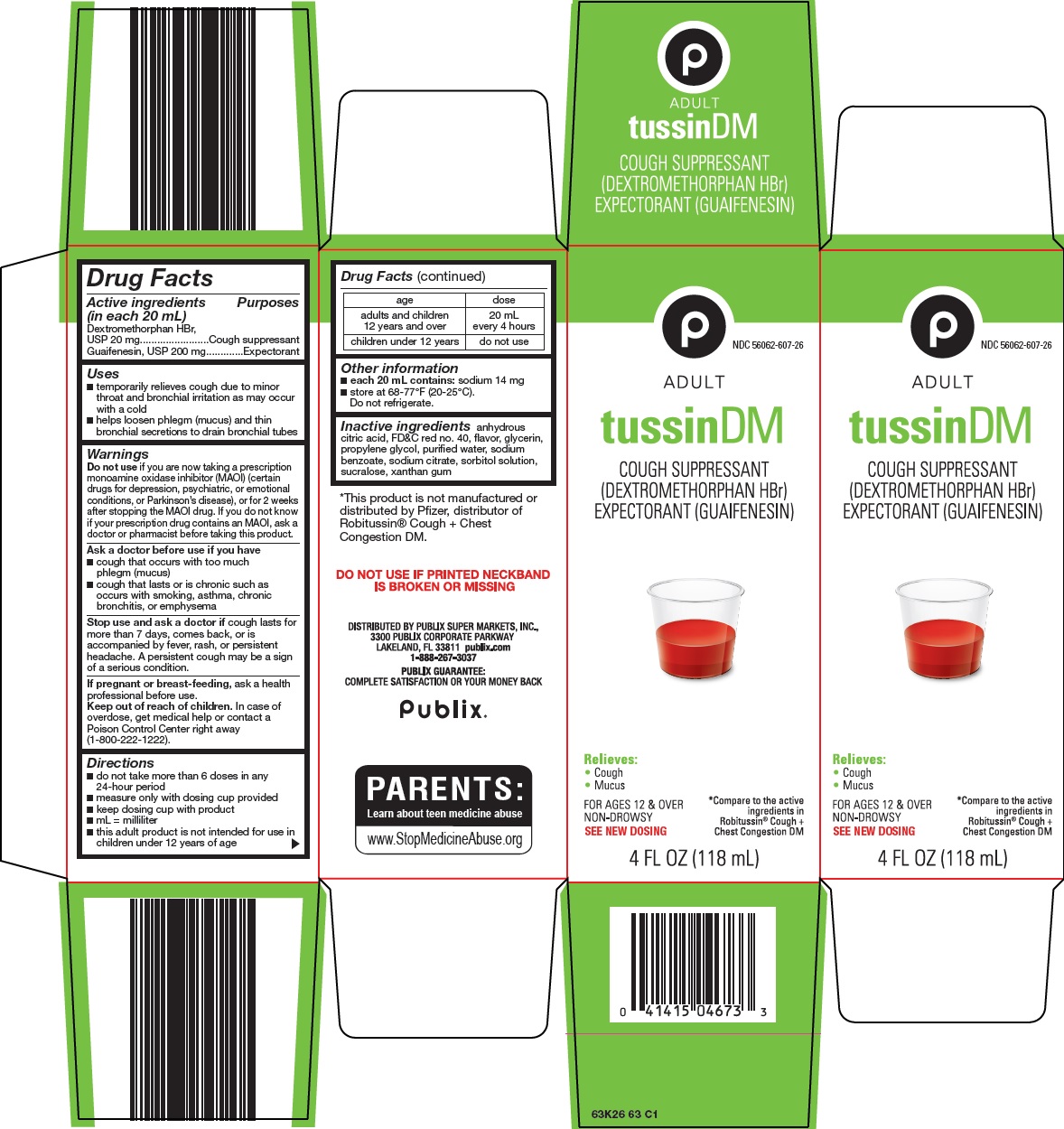 Pill image for Publix Super Markets, Inc. Adult Tussin Dm Drug Facts