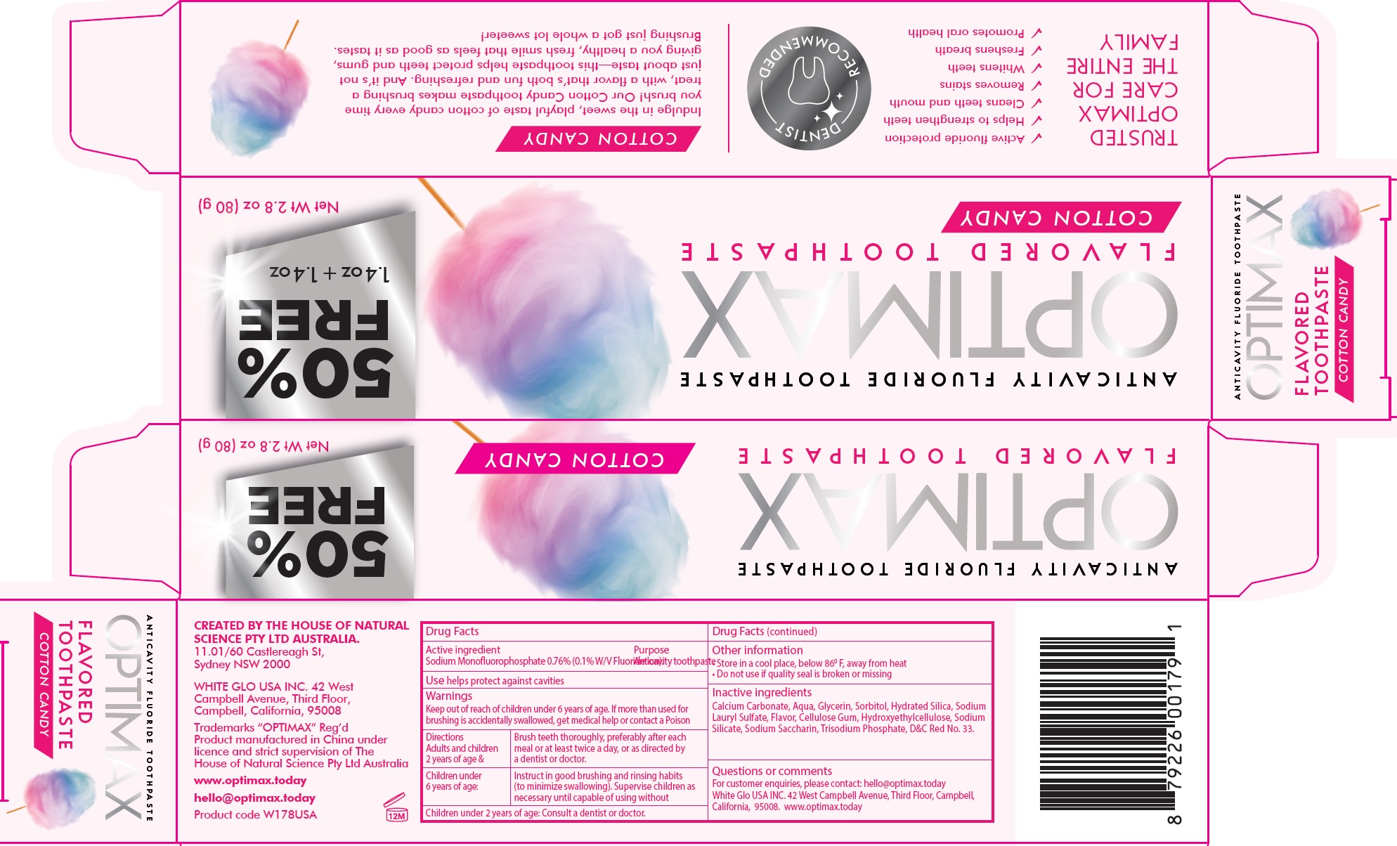 Pill image for optimax anticavity fluoride toothpaste, cotton candy