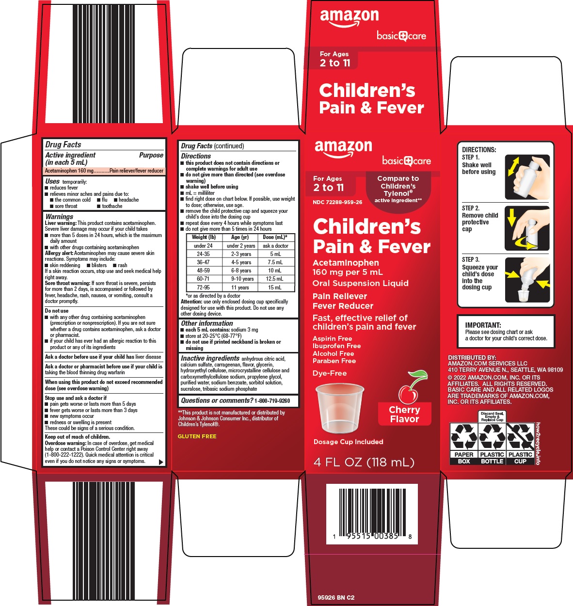 Pill image for Amazon Children’s Pain & Fever Drug Facts