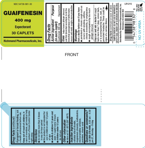 Pill image for Guaifenesin Caplets, 400 Mg