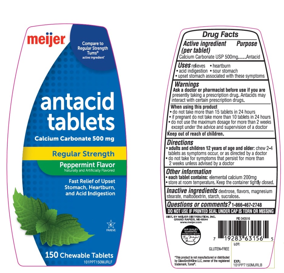 Pill image for Meijer Regular Strength Peppermint Flavor Antacid Drug Facts