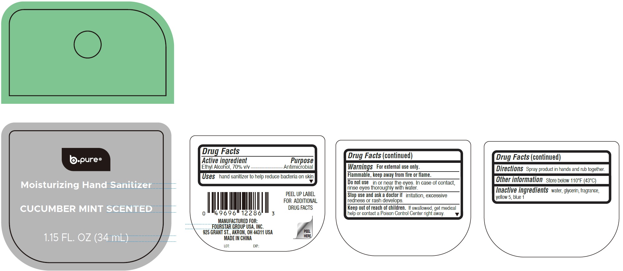 Pill image for B-pure Moisturizing Hand Sanitizer, Cucumber Mint Scented