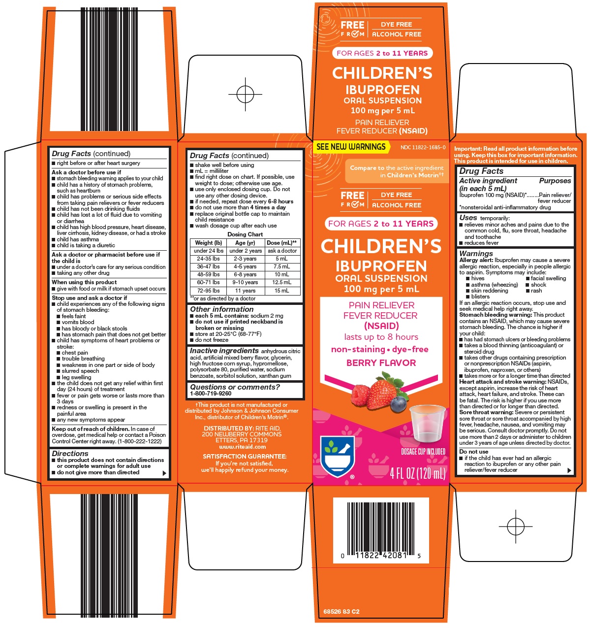 Pill image for Rite Aid Corporation Children’s Ibuprofen Drug Facts