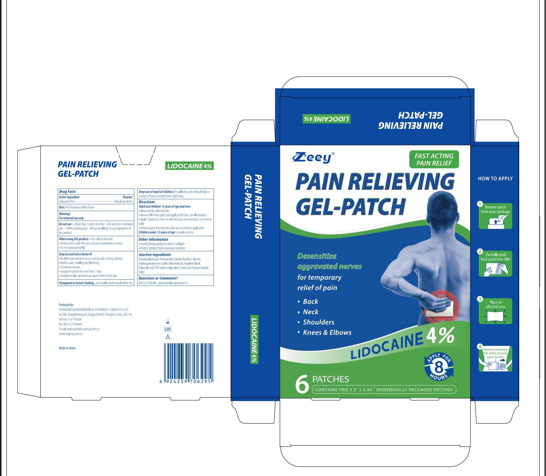 Pill image for Csi, Pain Relieving Gel-patch, Lidocaine 4%, 6 Patches