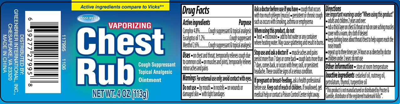Pill image for Assured Vaporizing Chest Rub