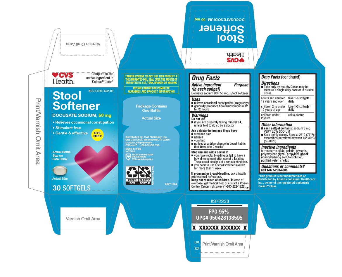 Pill image for Cvs 652t Docusate Sodium 50mg Softgel(dye-free)