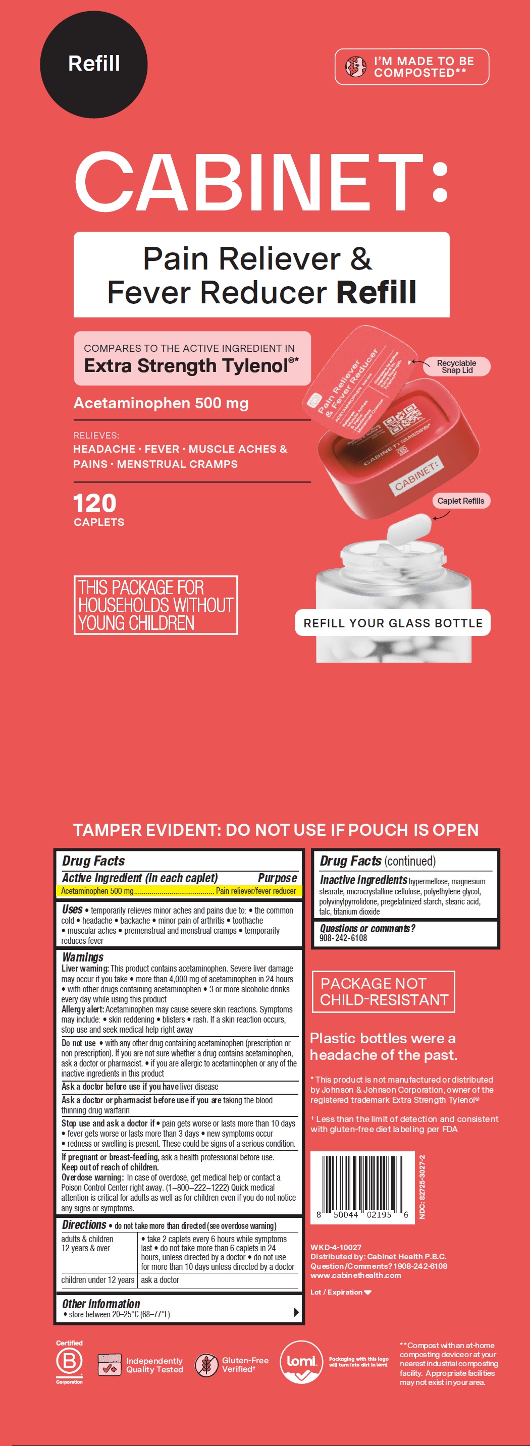 Pill image for Cabinet Pain Reliever & Fever Reducer Refill, Acetaminophen