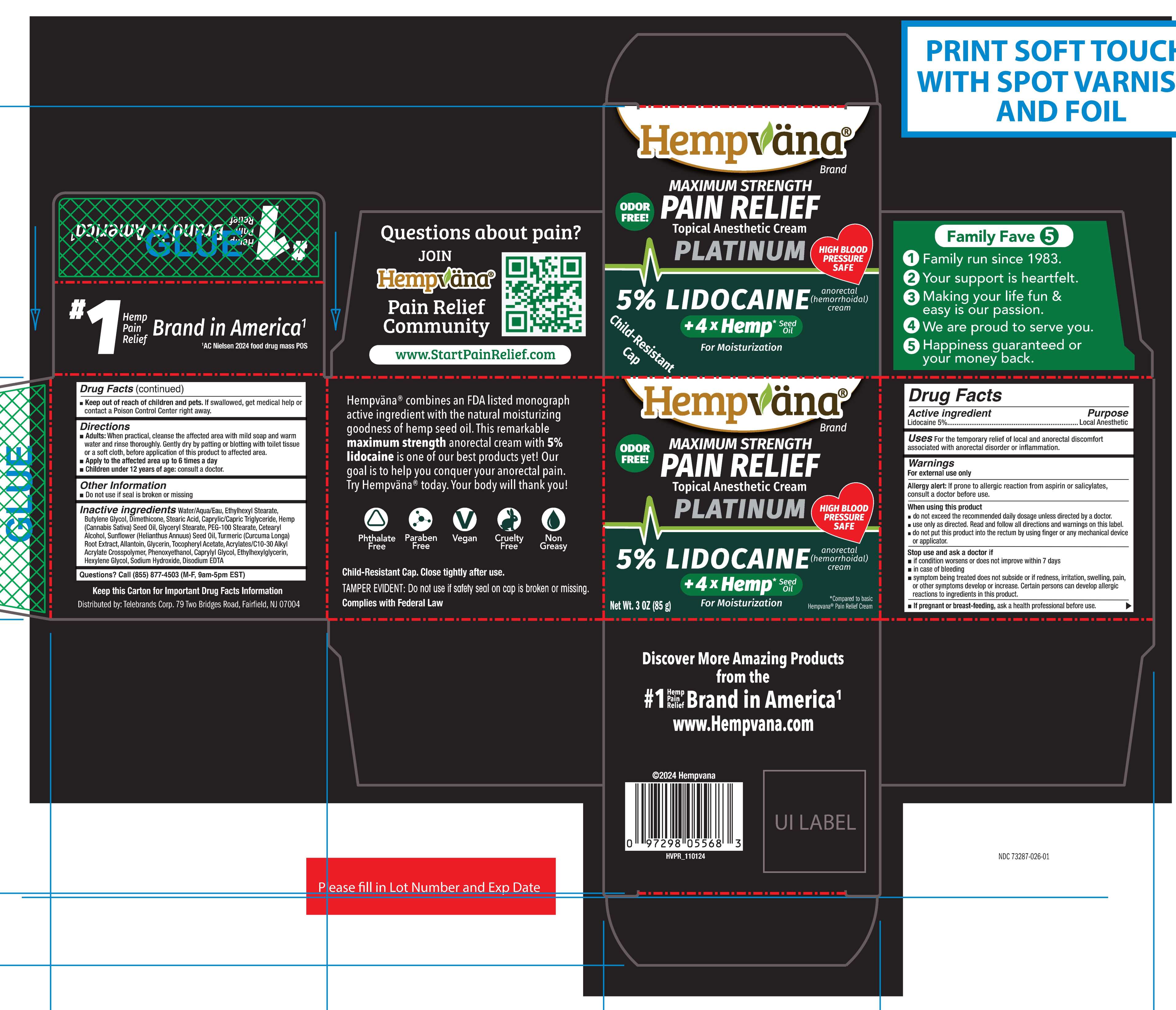 Pill image for Hempvana Maximum Strength Topical Anesthetic Cream Platinum 5% Lidocaine