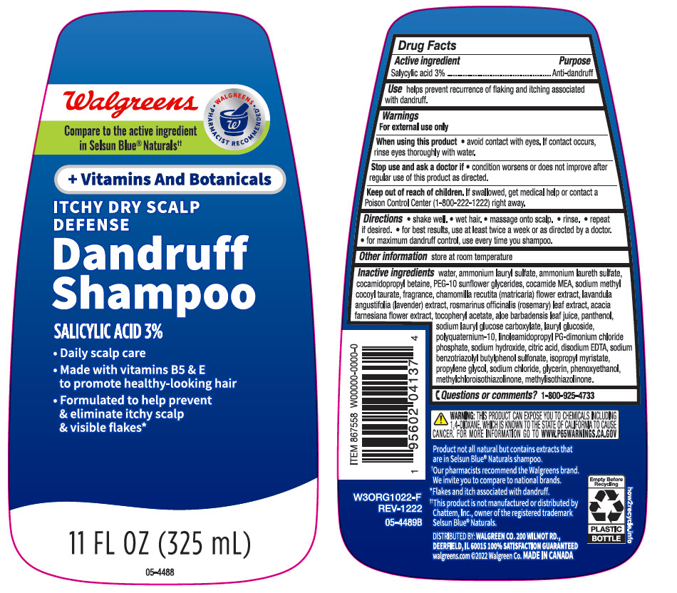 Pill image for walgreens dandruff shampoo itchy dry scalp defense + vitamins and botanicals