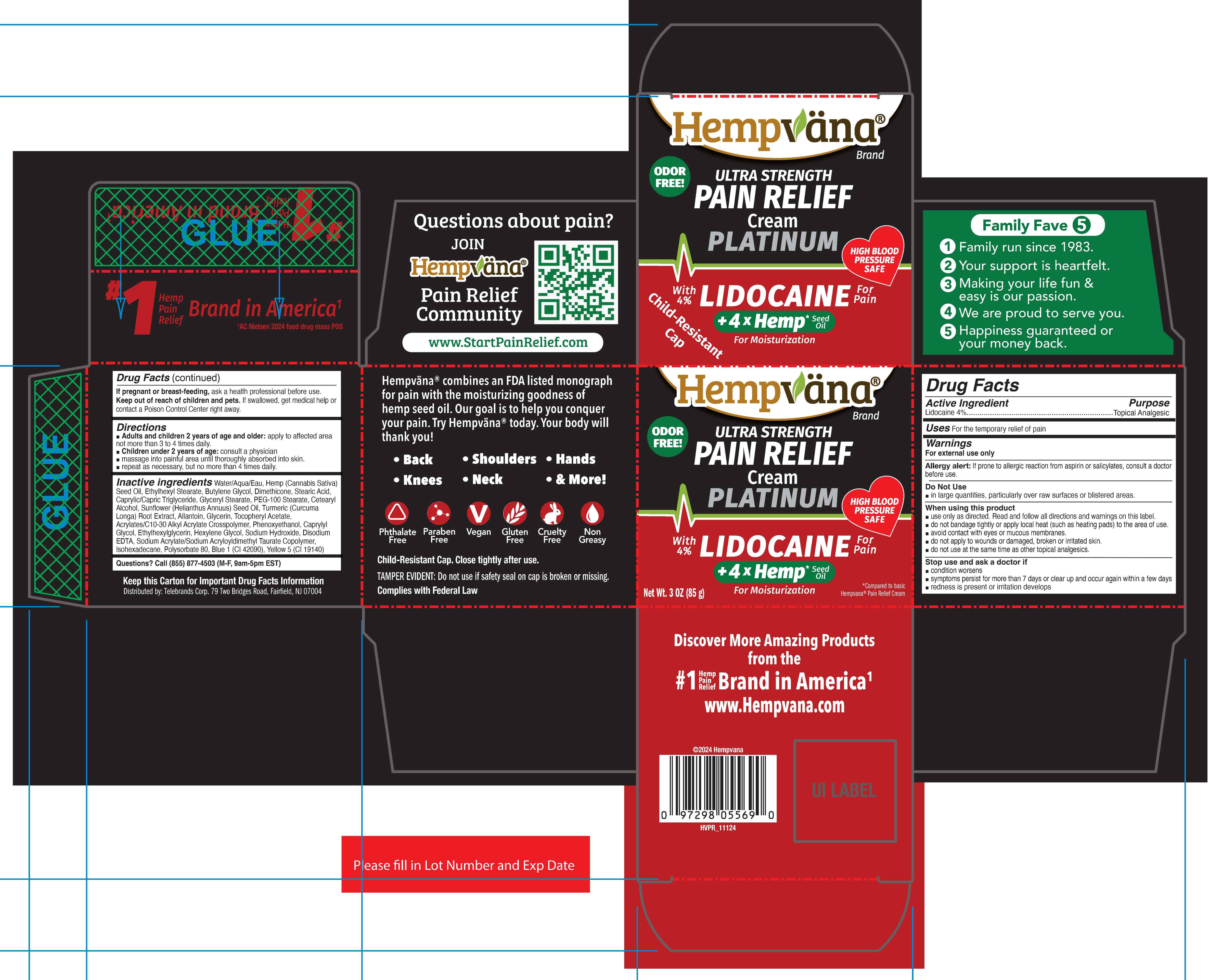 Pill image for Hempvana Ultra Strength Pain Relief Cream Platinum 4% Lidocaine