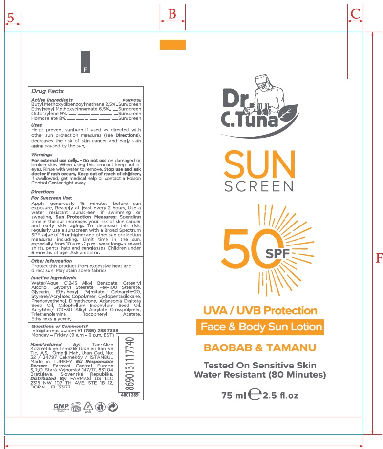 Pill image for Dr. C. Tuna Sunscreen 50 Spf Uva/uvb Protection Face & Body Sun Lotion