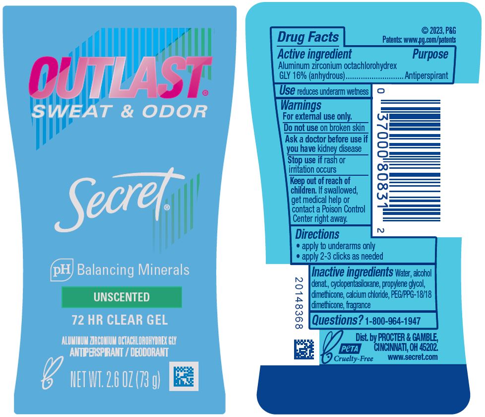 Pill image for Secret Outlast Unscented Clear Gel