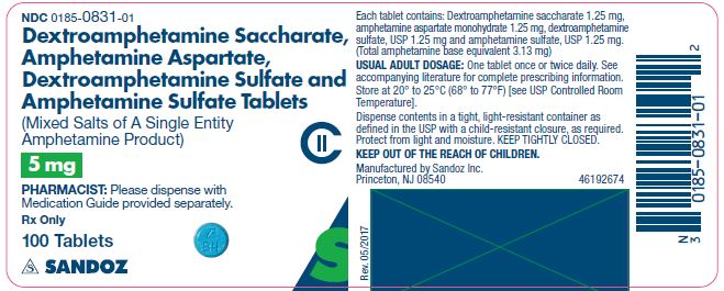 Pill image for Dextroamphetamine Saccharate, Amphetamine Aspartate, Dextroamphetamine Sulfate And Amphetamine Sulfate Tablets