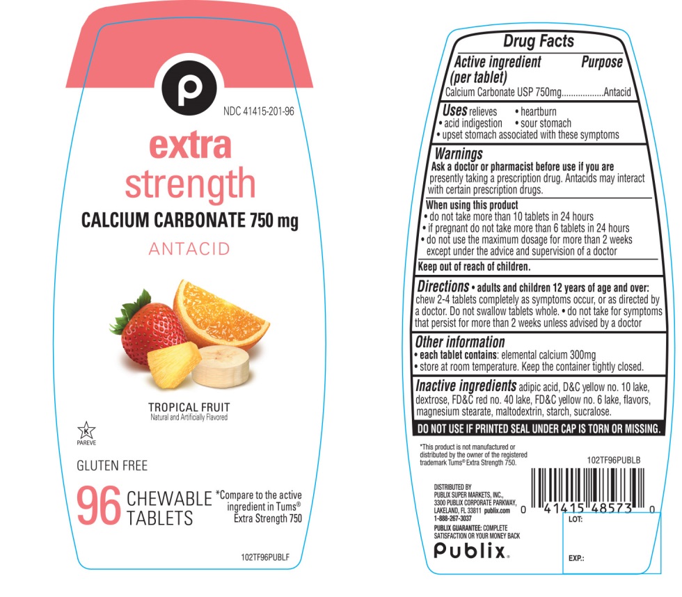 Pill image for Publix Extra Strength Tropical Fruit Antacid 96 Tabs Drug Facts