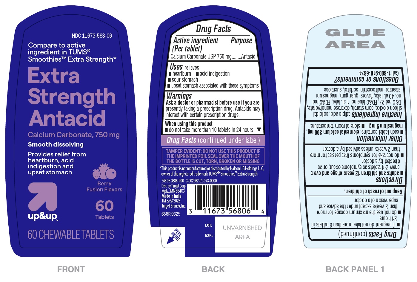 Pill image for 658r Target-calcium Carbonate 750mg Smooth Dissolving Chewable Tablets – Berry Fusion