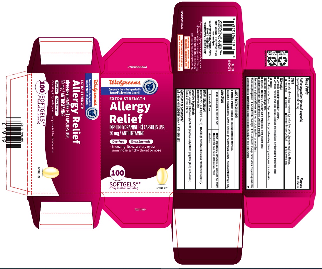 Pill image for Walgreens-diphenhydramine Hcl Capsules, 50 Mg Dye Free