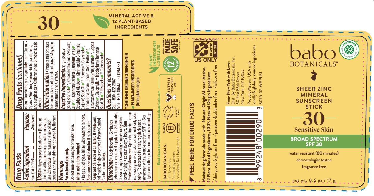 Pill image for Babo Botanicals Sheer Zinc Mineral Sunscreen Stick Spf 30