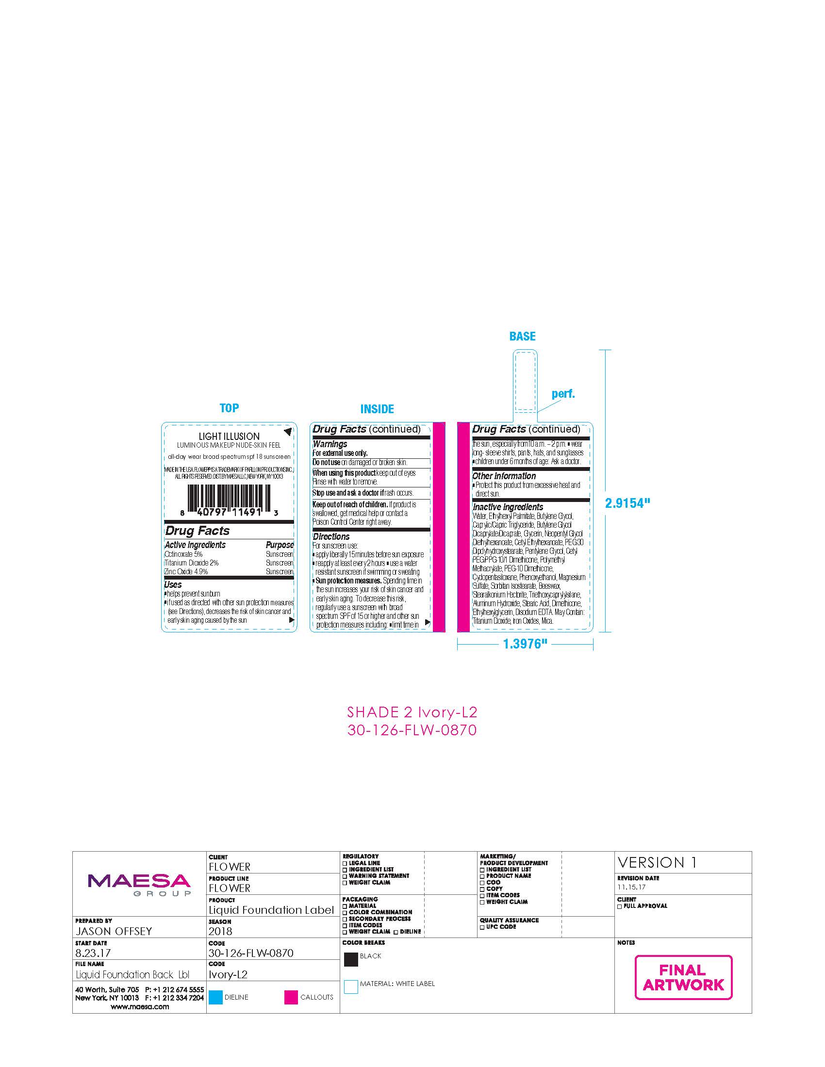 Pill image for Flower Light Illusion Luminous Makeup Nude- Skin Feel Spf 18- Ivory