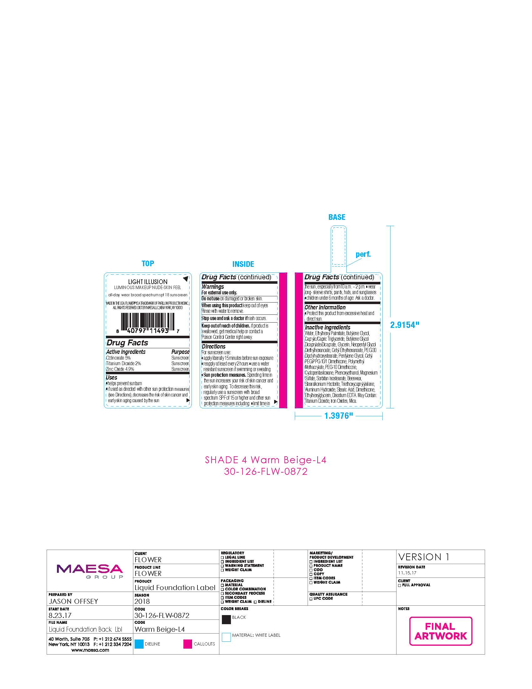 Pill image for Flower Light Illusion Luminous Makeup Nude- Skin Feel Spf 18- Warm Beige