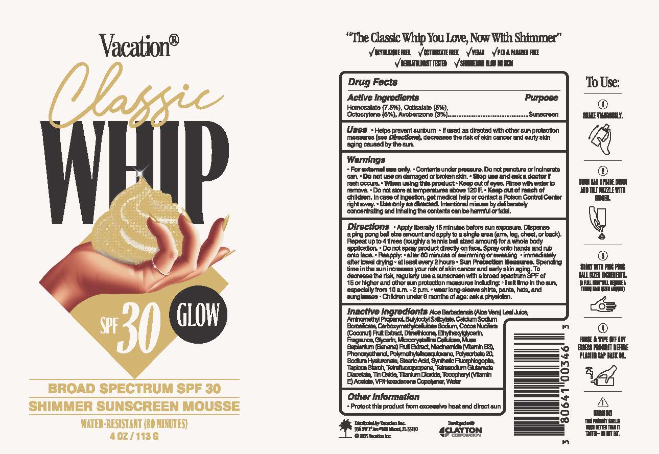 Pill image for Vacation Classic Glow Whip Spf 30 Broad Spectrum Shimmer Sunscreen Mousse