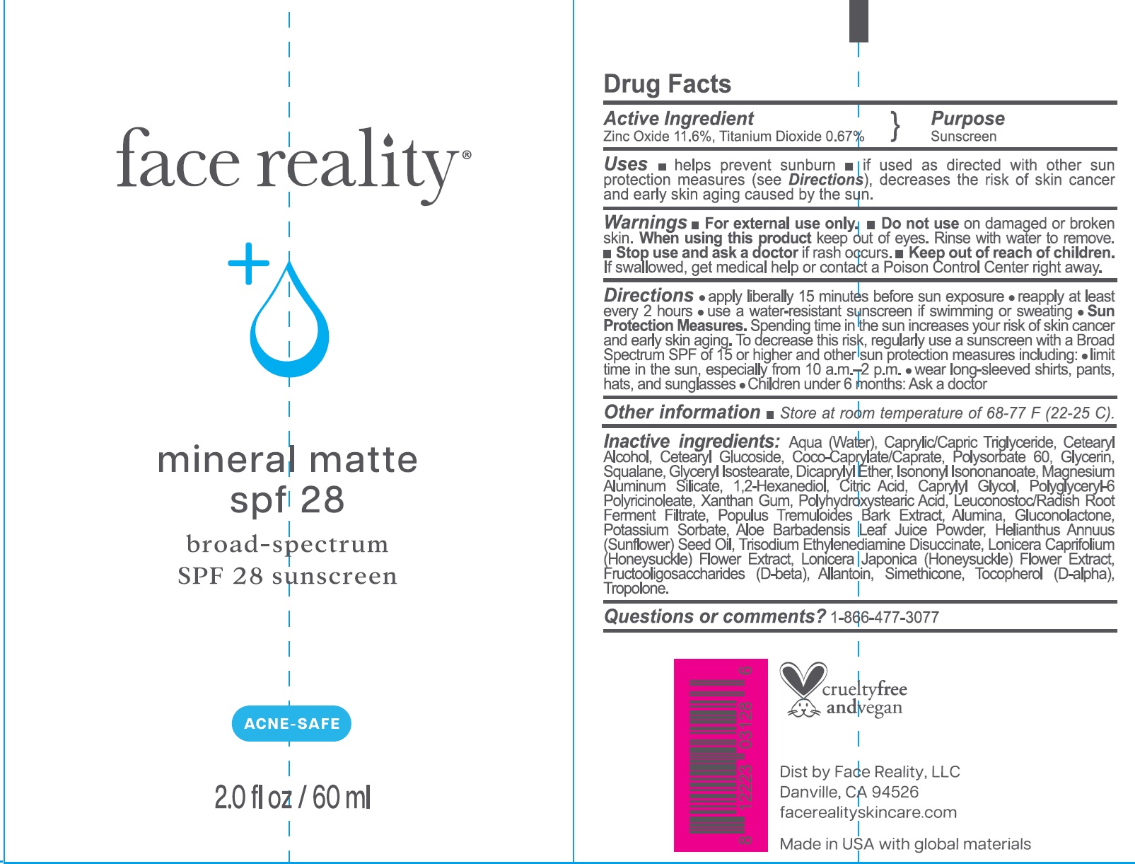 Pill image for Face Reality Mineral Matte Spf 28 Sunscreen Spf 28