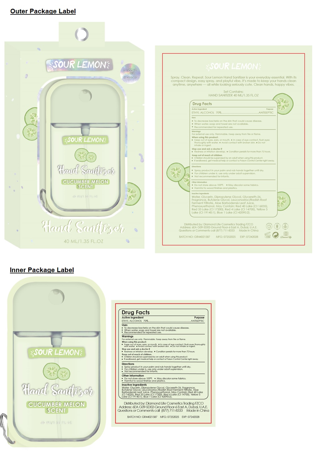Pill image for Sour Lemon hand Sanitizer Cucumber Melon Scent 