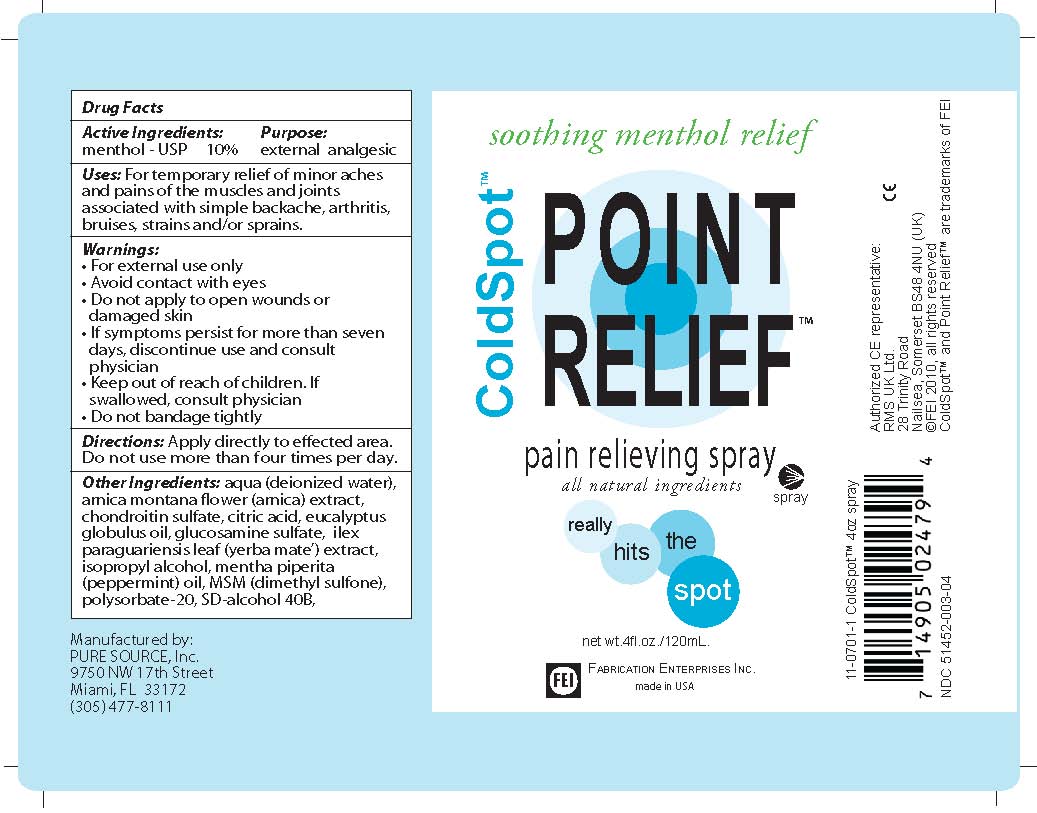 Pill image for Cold Spot Point Relief Pain Relieving Spray - 4 Oz. Spray