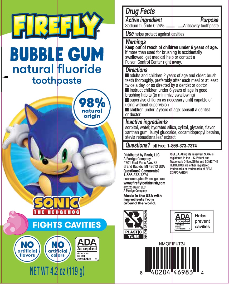 Pill image for Firefly® Sonic The Hedgehog Bubble Gum Natural Fluoride Toothpaste Drug Facts