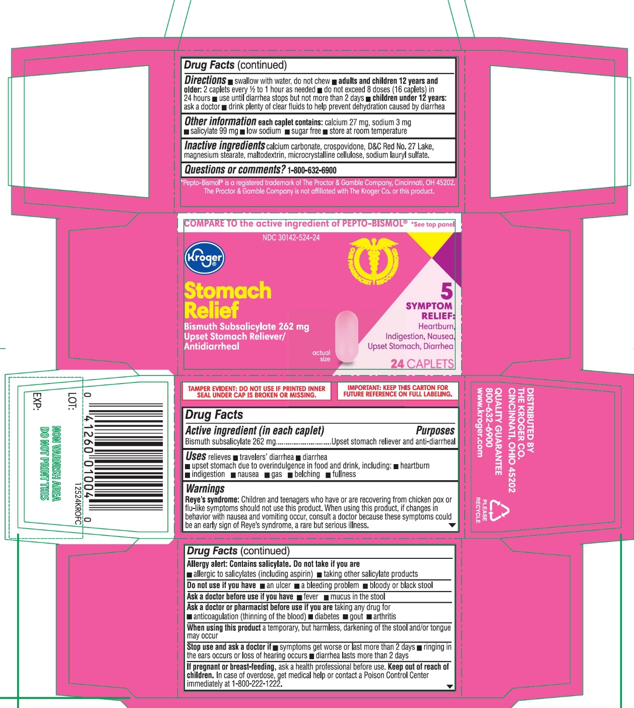 Pill image for Kroger Stomach Relief Bismuth Subsalicylate 262 Mg