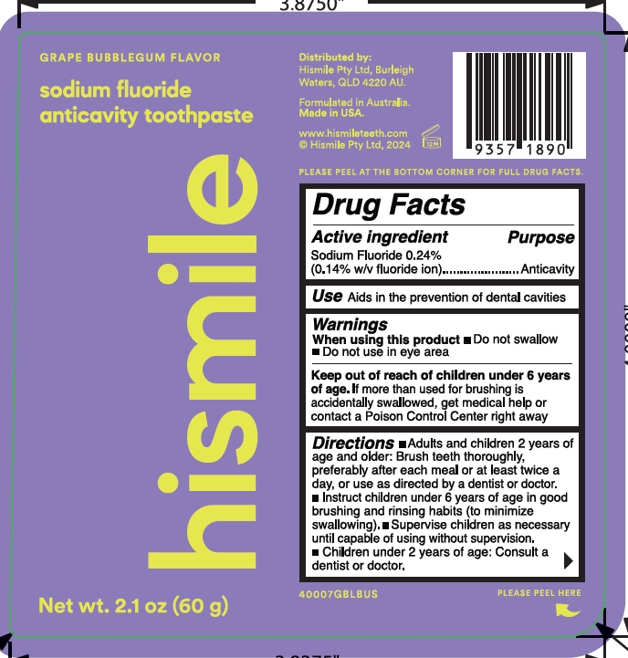 Pill image for Hismile Grape Bubblegum Flavor Sodium Fluoride Anticavity Toothpaste