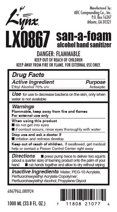 Pill image for Lynx San A Foam 6867 Drug Facts And Label