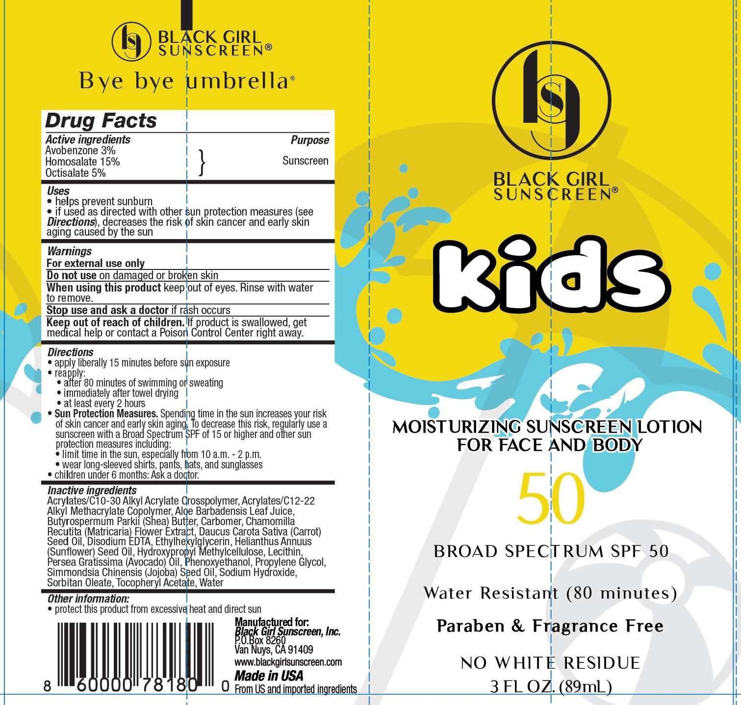 Pill image for Black Girl Sunscreen Kids Moisturizing Sunscreen Lotion For Face And Body 50 Broad Spectrum Spf 50