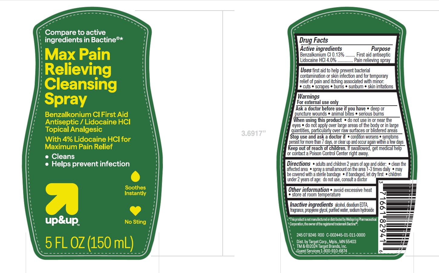 Pill image for up and up max pain relieving cleansing spray