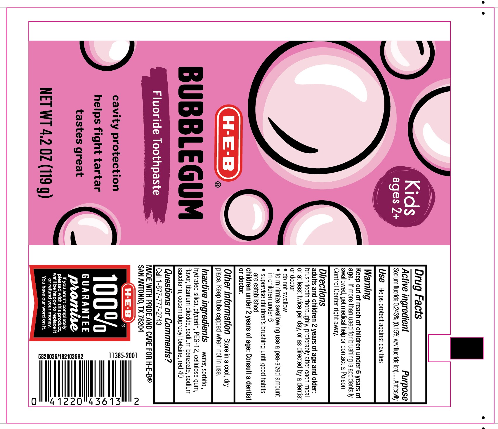 Pill image for 5820035 Heb Cavity Protection Bubblegum (8015167)