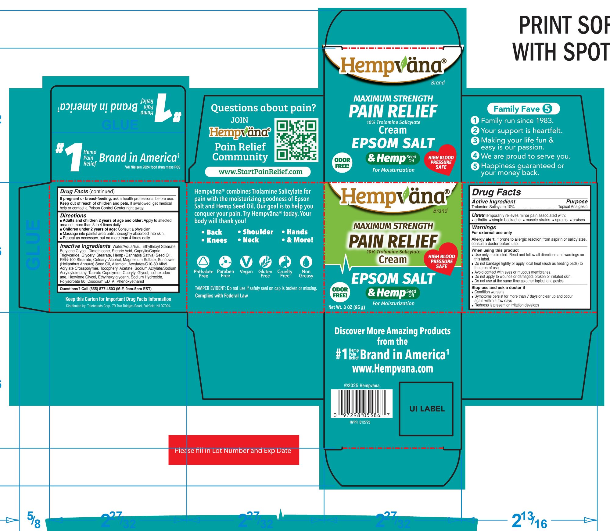 Pill image for Hempvana Maximum Strength Pain Relief Cream 10% Trolamine Salicylate