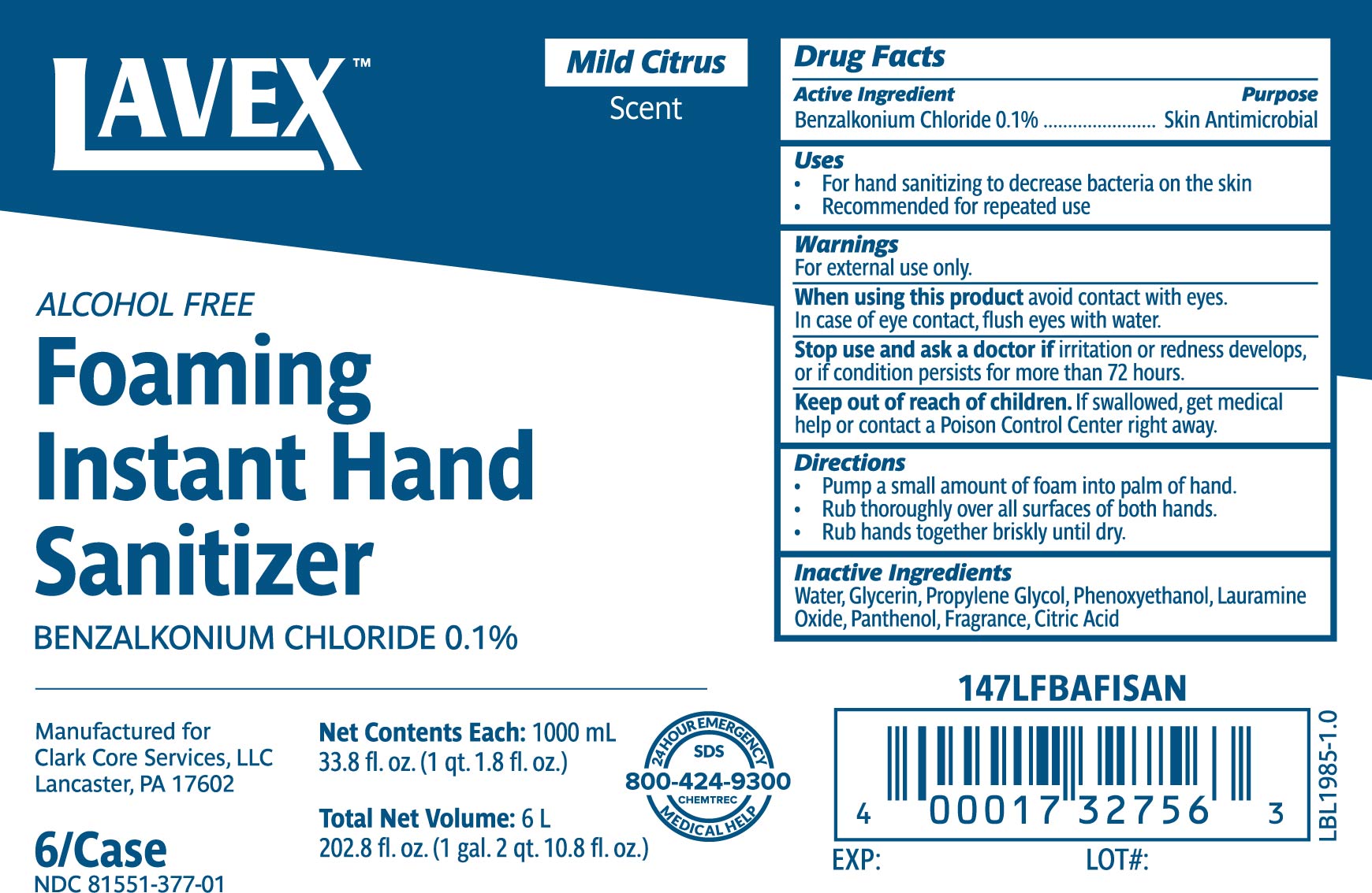 Pill image for Lavex Alcohol Free Foaming Instant Hand Sanitizer