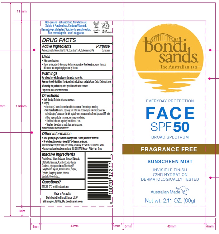 Pill image for Bondi Sands Fragrance Free Face Spf 50 Sunscreen Mist