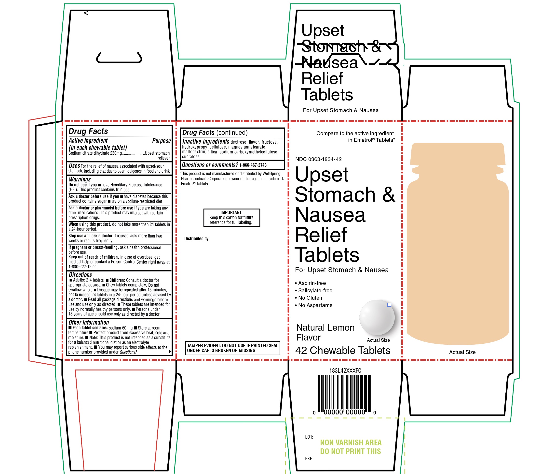 Pill image for Walgreens Upset Stomach & Nausea Relief Tablets
