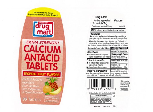 Pill image for Extra Strength  Calcium Antacid Tropical Fruit Tablets