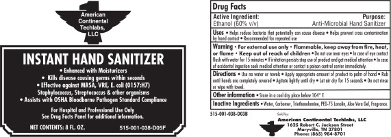Pill image for american continental techlabs, llc instant hand sanitizer